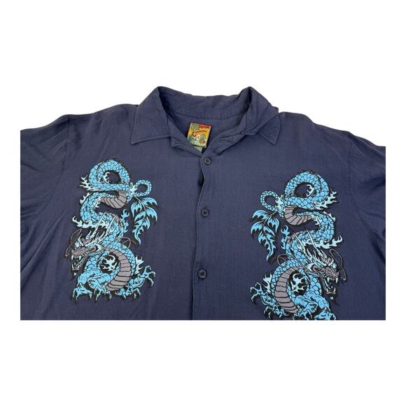 Pineapple Connection Shirt Mens XL Blue Dragon Graphic Button Up Short Sleeve - Picture 11 of 13